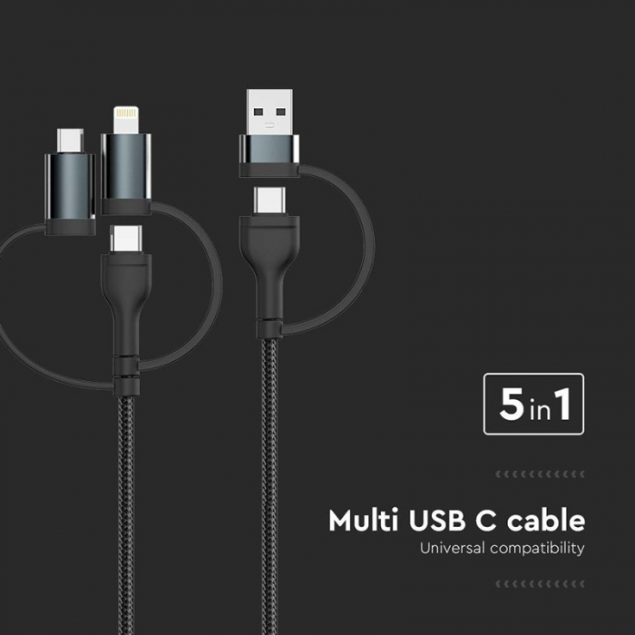 CABLU 5IN1 TIP C - MICROUSB - USB - LIGHTNING 1.2M [5]