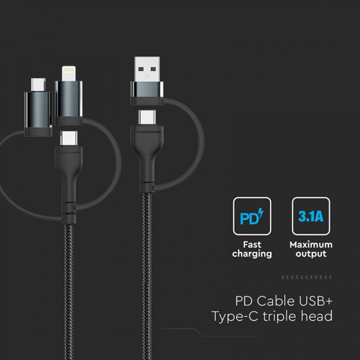 CABLU 5IN1 TIP C - MICROUSB - USB - LIGHTNING 1.2M [4]