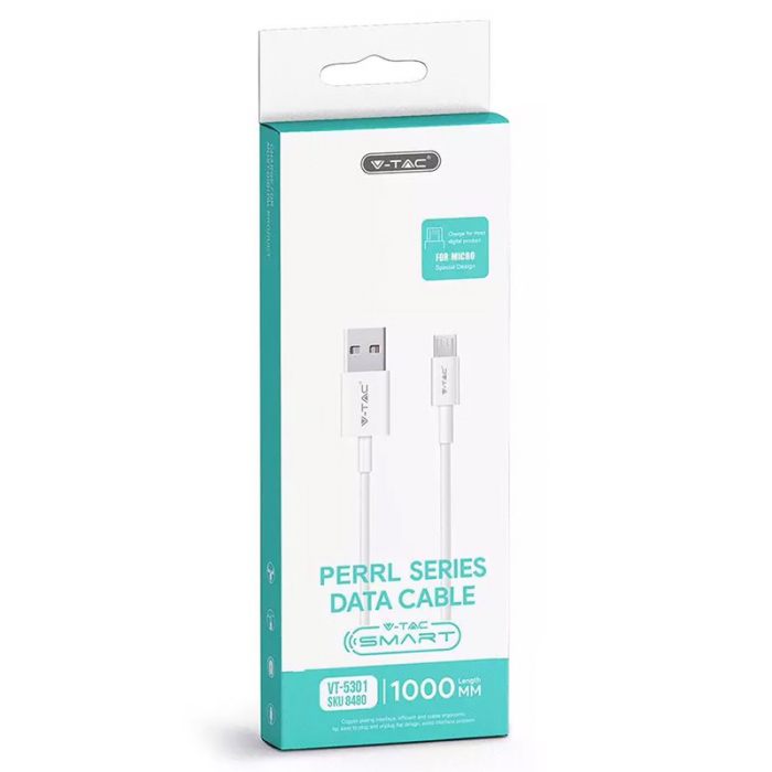 CABLU MICRO USB 1M PEARL EDITON - ALB [4]