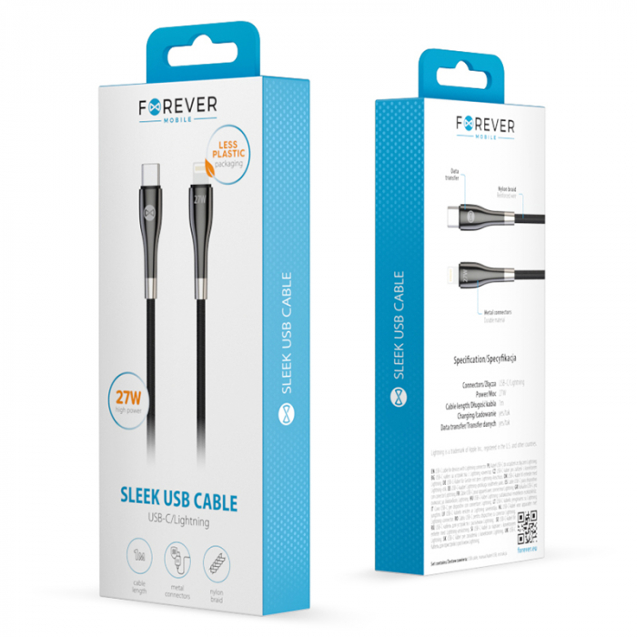 CABLU USB C - LIGHTNING 1M 27W - NEGRU [3]