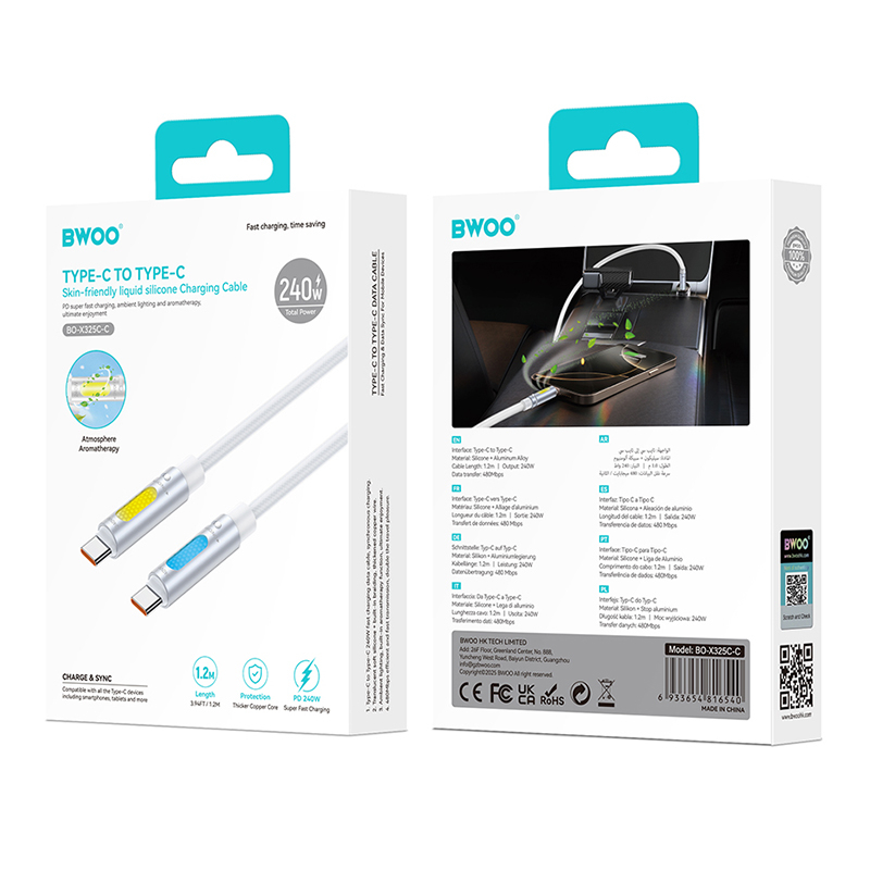 CABLU USB-C - USB - C 1.2M 240W CU RGB SI AROMATHERAPY - ALB [5]