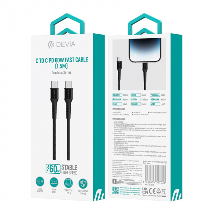CABLU USB-C - USB-C 1.5M 60W 3A [4]