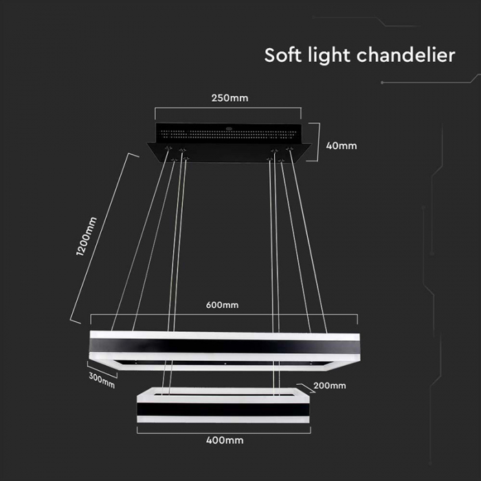 Candelabru LED 113W dimabil 3000K - negru [3]