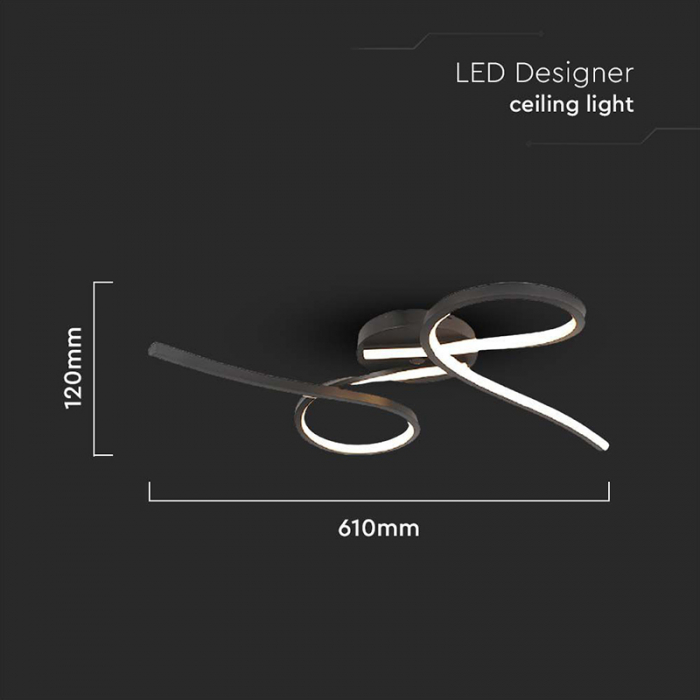 Candelabru LED 24W 3000K 61x12cm - negru [3]