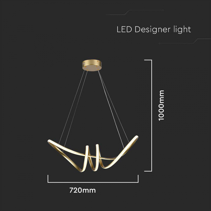 Candelabru LED 24W 3000K 72x30x100cm - auriu [3]