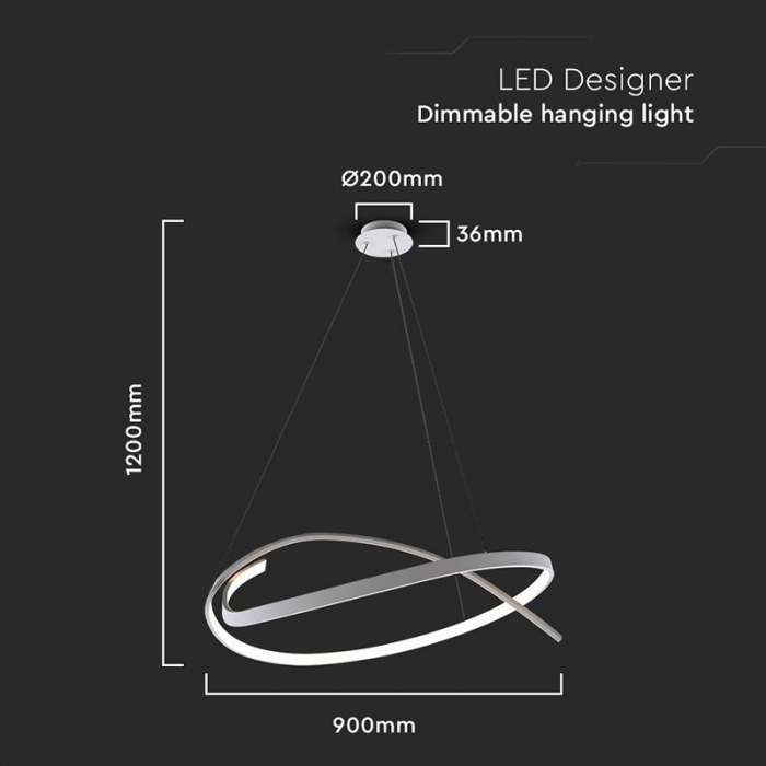 Candelabru LED dimabil 48W 4000K 80x120cm - alb [3]