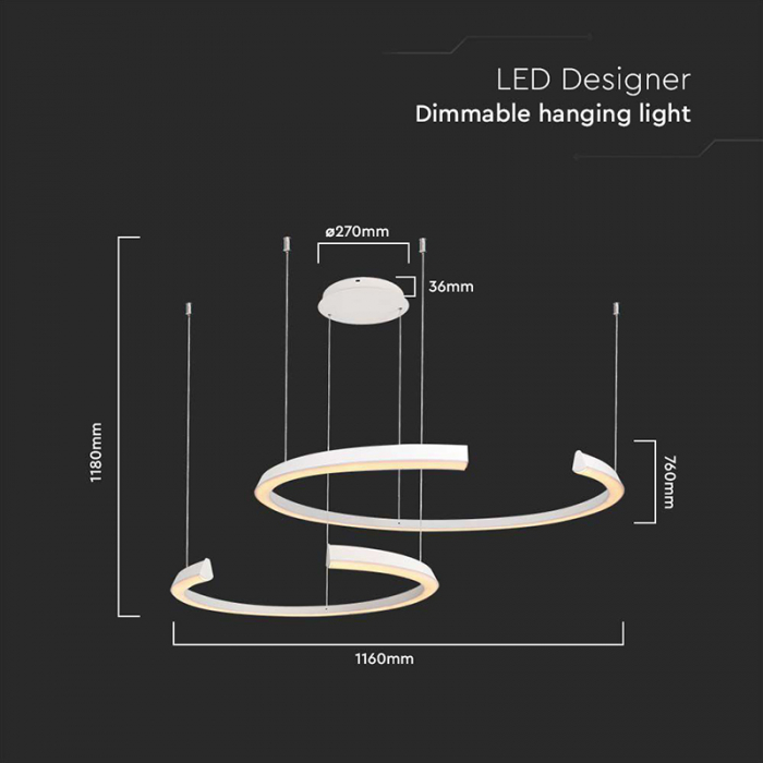 CANDELABRU LED DIMABIL 50W 3000K 110X80X120CM - ALB [3]
