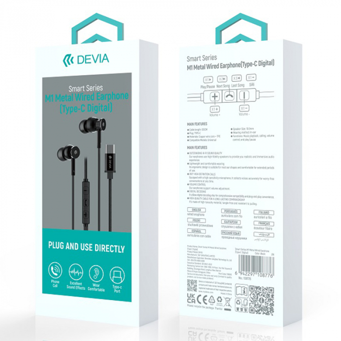 CASCA STEREO 1.2M CU MUFA TIP C - NEGRU [4]
