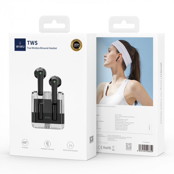 CASTI BLUETOOTH 5.3 T21 TWS - NEGRU [5]