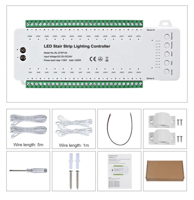 CONTROLER BANDA LED, 28 TREPTE Cu Telecomanda RF 12/24VDC [3]