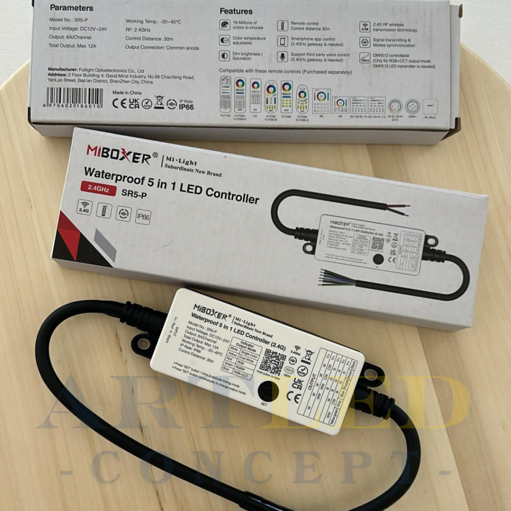 Controler MiBoxer SR5 Smart 5 în 1 IP66 RF, 12A, 12-24V [2]