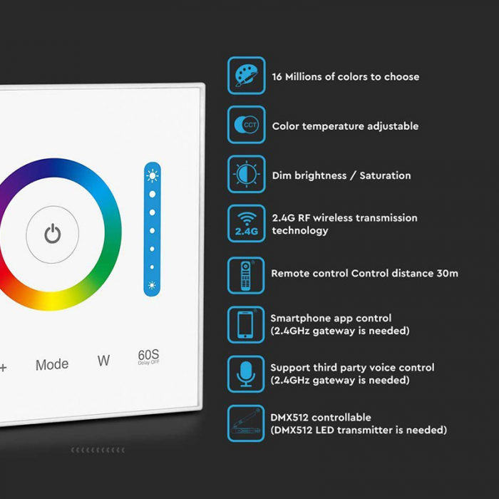 CONTROLLER BANDA LED 3IN1 TOUCH - ALB [6]