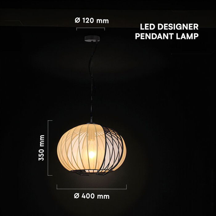 CORP ILUMINAT CU SOCLU E27 400X290MM - NEGRU MAT/BEJ [3]