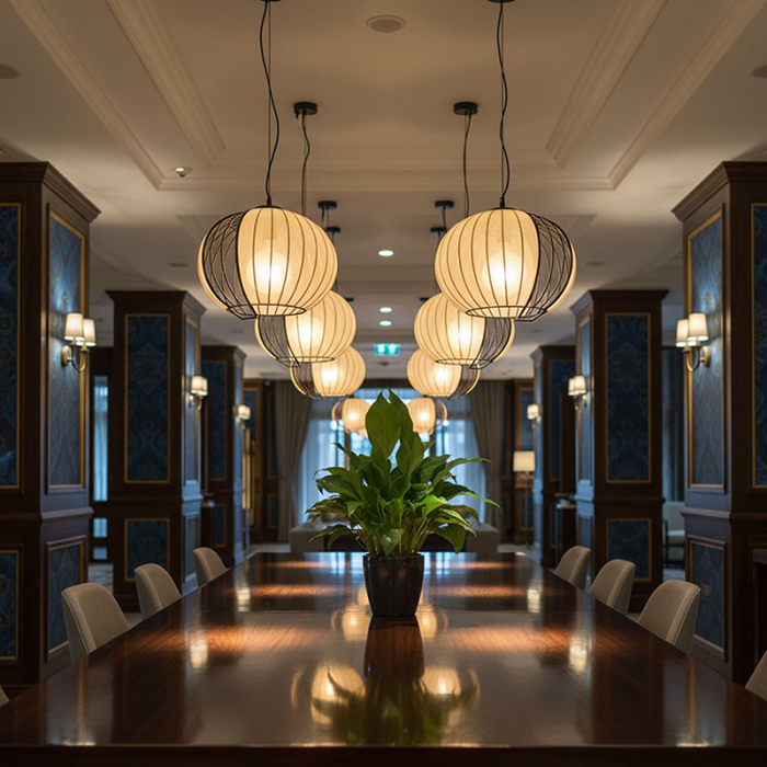 CORP ILUMINAT CU SOCLU E27 400X290MM - NEGRU MAT/BEJ [7]