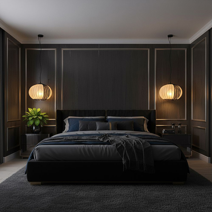 CORP ILUMINAT CU SOCLU E27 400X290MM - NEGRU MAT/BEJ [8]