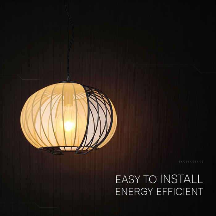 CORP ILUMINAT CU SOCLU E27 400X290MM - NEGRU MAT/BEJ [4]