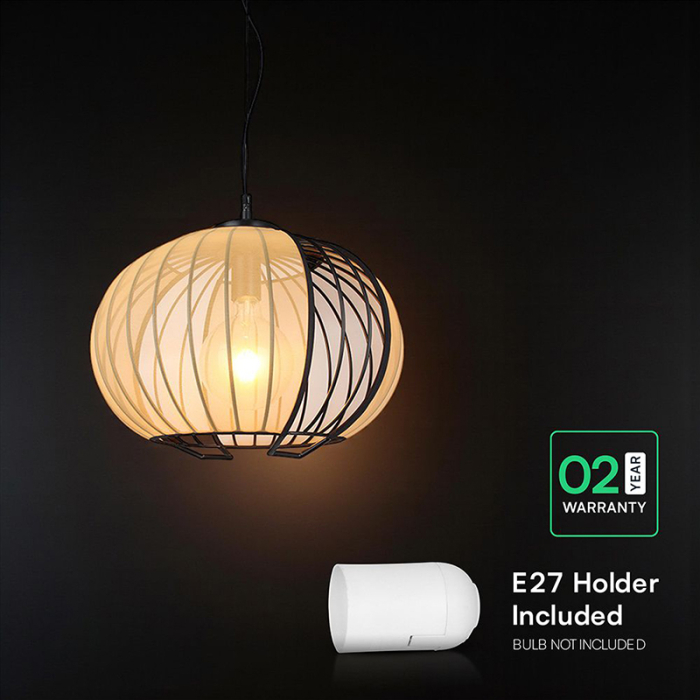 CORP ILUMINAT CU SOCLU E27 400X290MM - NEGRU MAT/BEJ [6]