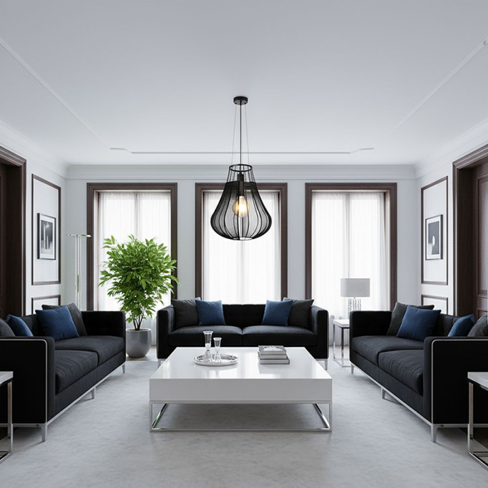 CORP ILUMINAT CU SOCLU E27 420X500MM - NEGRU MAT [8]