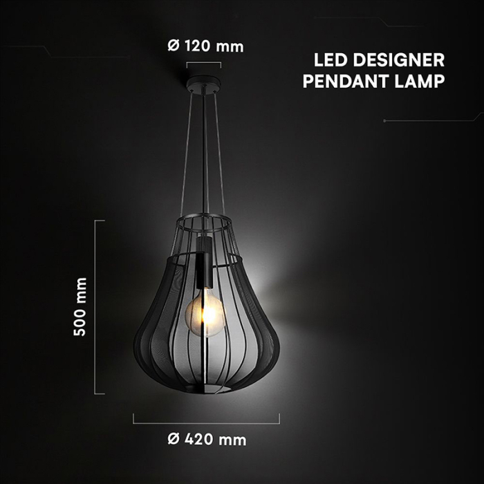 CORP ILUMINAT CU SOCLU E27 420X500MM - NEGRU MAT [3]