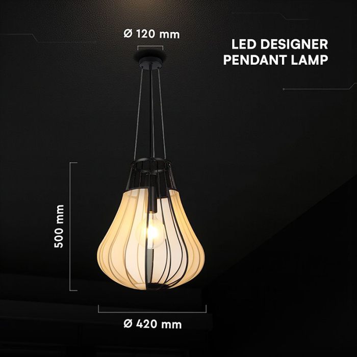 CORP ILUMINAT CU SOCLU E27 420X500MM - NEGRU MAT/BEJ [3]