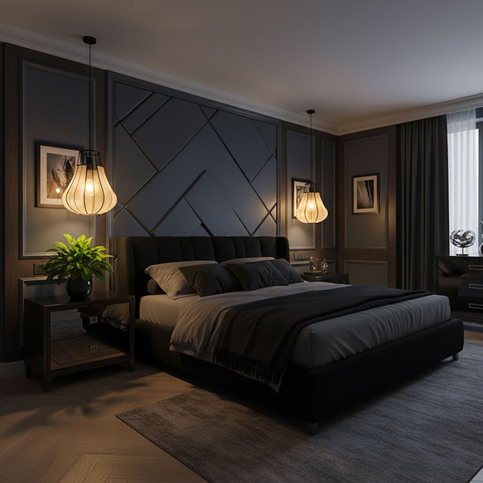 CORP ILUMINAT CU SOCLU E27 420X500MM - NEGRU MAT/BEJ [8]