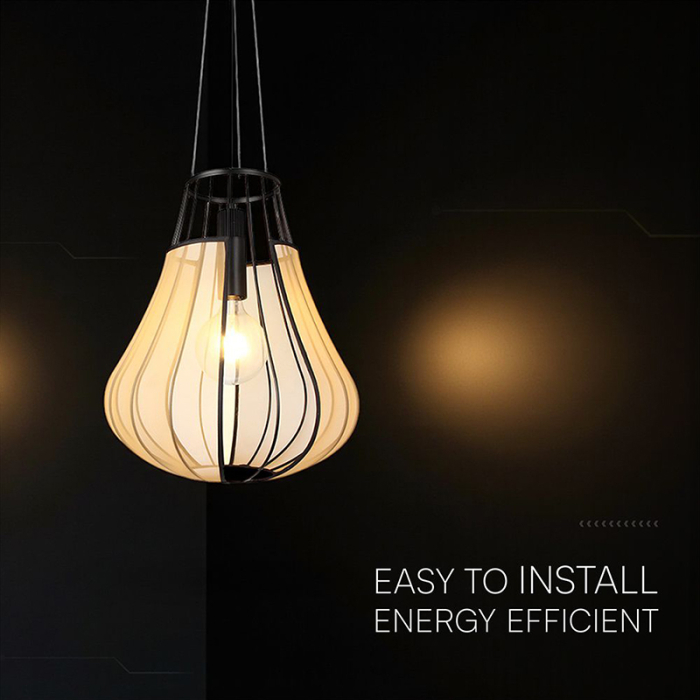 CORP ILUMINAT CU SOCLU E27 420X500MM - NEGRU MAT/BEJ [4]