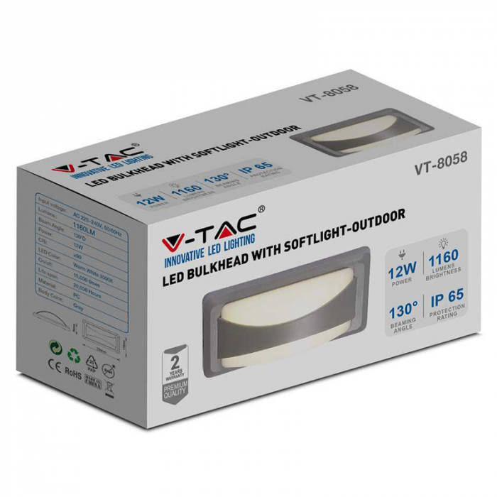 Corp iluminat exterior, 12w, ip65, 3000k, alb cald, V-TAC 218245 [7]