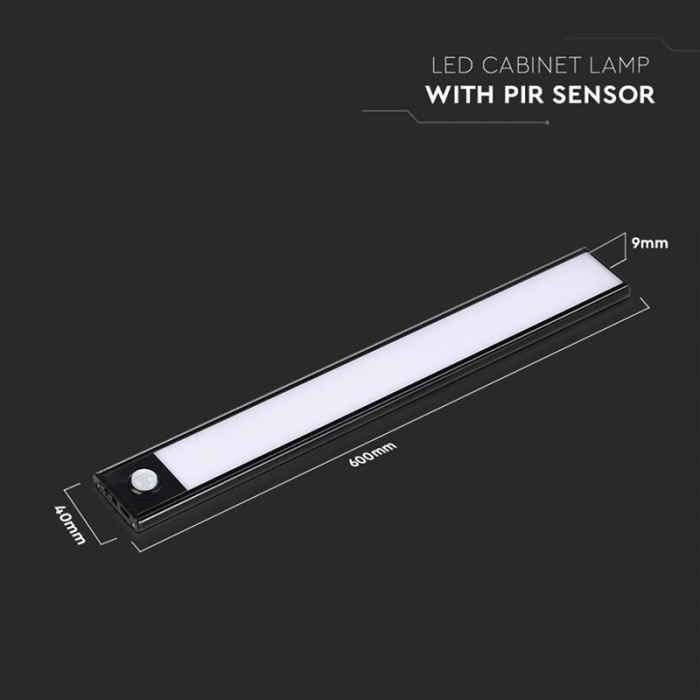 Corp iluminat led, 1.5w, 3000k, ip20, cu senzor miscare, negru, V-TAC 2960 [7]