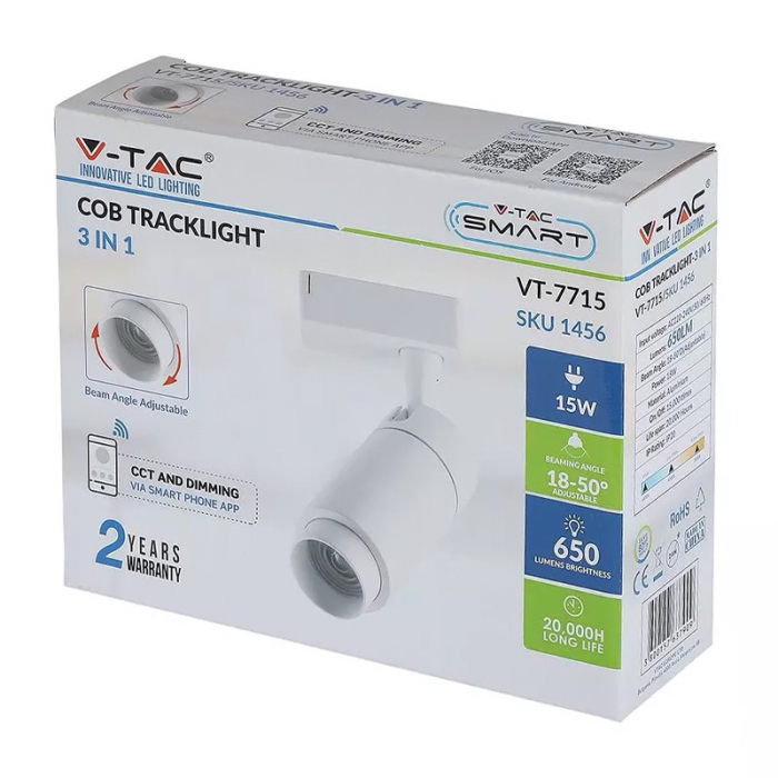 Corp iluminat led, 15w, tracklight, cu bluetooth, 3in1, V-TAC 1456 [8]