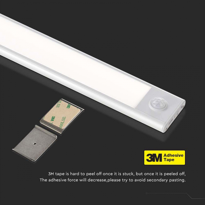 Corp iluminat LED, 2.5W, 3000K, IP20, cu senzor mișcare, argintiu, V-TAC 2969 [8]