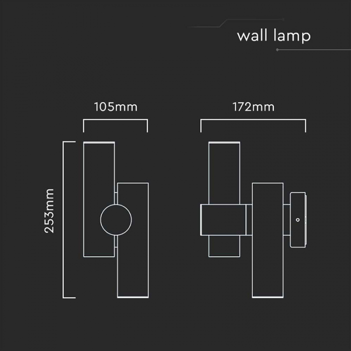 CORP ILUMINAT LED 2 CAI 6W 600LM 3000K IP44 - NEGRU [5]