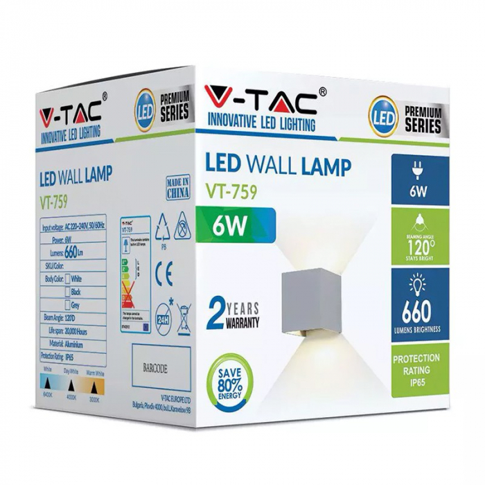 CORP ILUMINAT LED 6W IP65 3000K ALB CALD [7]