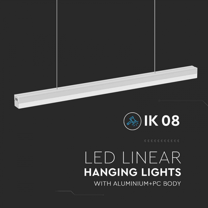 Corp iluminat LED liniar, 120cm, 40W, 4000K, alb neutru, alb, V-TAC 10138 [4]
