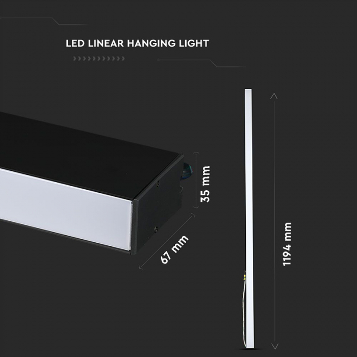 Corp iluminat led liniar, 40w, 4000k, negru, V-TAC 21374 [9]