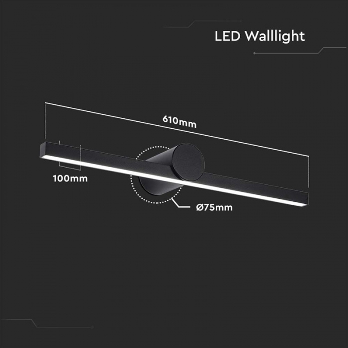Corp iluminat led montaj deasupra oglinzii, 10w, 4000k, negru, V-TAC 405841 [4]