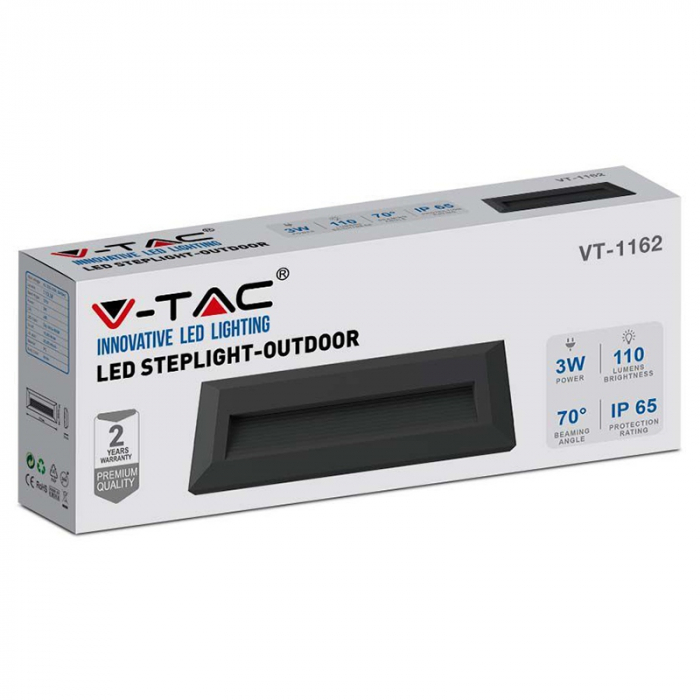 Corp iluminat led pentru scari, 3w, 4000k, alb neutru, negru, V-TAC 211328 [7]