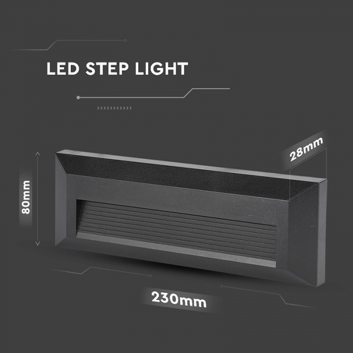Corp iluminat led pentru scari, 3w, 4000k, alb neutru, negru, V-TAC 211328 [8]