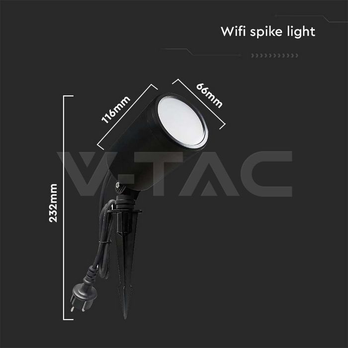 Corp iluminat LED RGB 3in1, 5.2W, IP65, Corp Negru, 520 lm, Wi‑Fi, Control prin Aplicație & Alexa/Google Home, V-TAC 3014 [8]