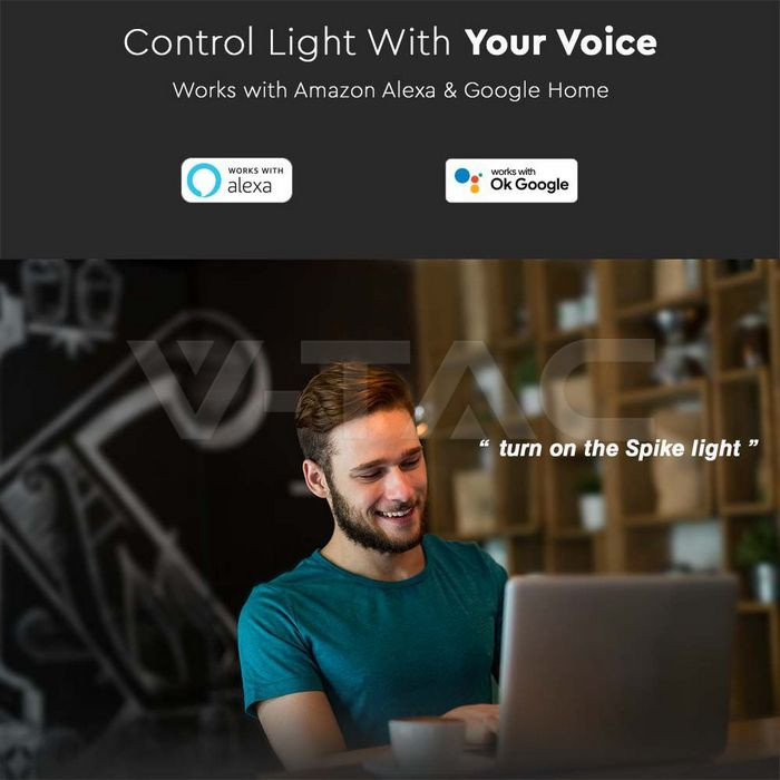 Corp iluminat LED RGB 3in1, 5.2W, IP65, Corp Negru, 520 lm, Wi‑Fi, Control prin Aplicație & Alexa/Google Home, V-TAC 3014 [7]