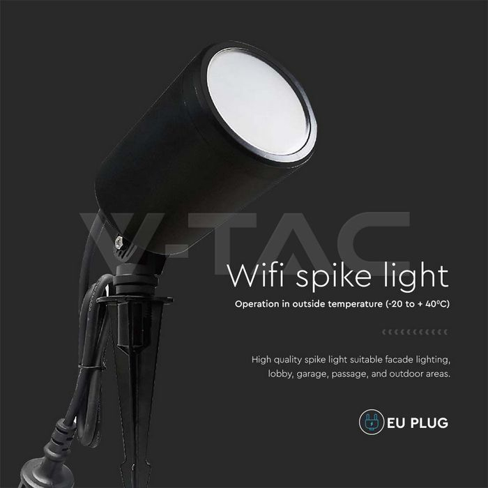 Corp iluminat LED RGB 3in1, 5.2W, IP65, Corp Negru, 520 lm, Wi‑Fi, Control prin Aplicație & Alexa/Google Home, V-TAC 3014 [4]