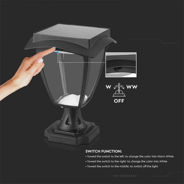 Corp iluminat led solar, 2w, 3000k + 6000k, ip65, V-TAC 2893 [6]