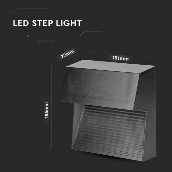 Corp iluminat led steplight montaj scara/perete, 3w, 4000k, negru, V-TAC 1399 [7]