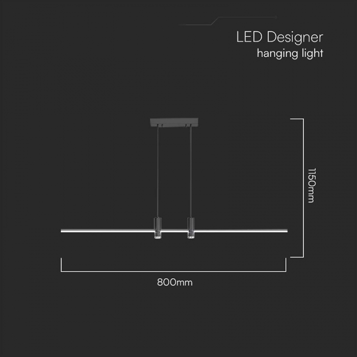 Corp iluminat led suspendat, 19w, 4000k, 80cm x 115cm, negru, V-TAC 10088 [3]
