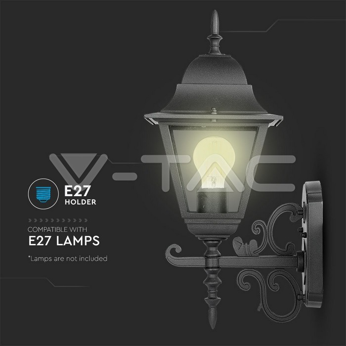 CORP ILUMINAT MONTAJ PERETE E27 IP44 - NEGRU MAT [8]