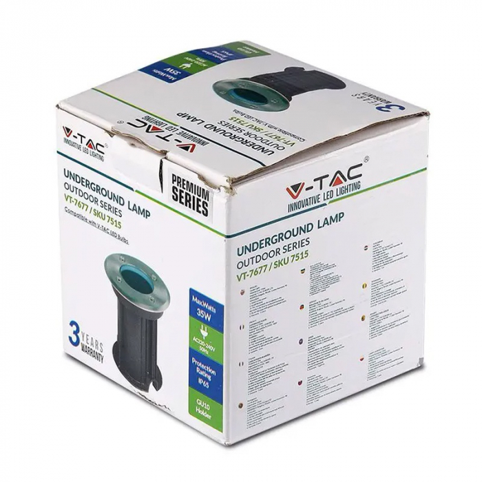 Corp iluminat montaj podea/ingropat GU10, IP65, otel rotund negru, V-TAC [9]