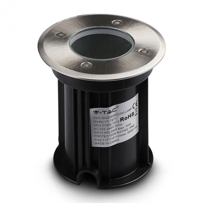 Corp iluminat montaj podea/ingropat GU10, IP65, otel rotund negru, V-TAC [2]