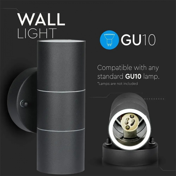 CORP ILUMINAT SOCLU 2XGU10 IP44 - NEGRU MAT [16]