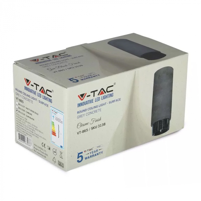 Corp iluminat, soclu GU10, gips/metal, negru/gri, V-TAC 3139 [7]