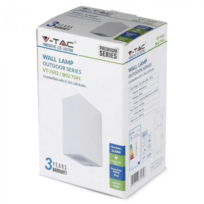 Corp iluminat, soclu GU10 x2, IP44, alb, V-TAC [9]