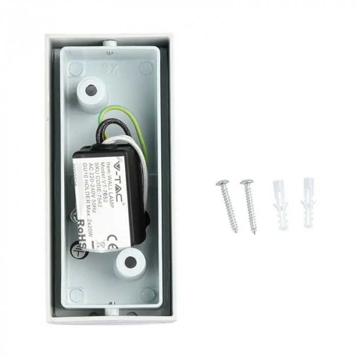Corp iluminat, soclu GU10 x2, IP44, alb, V-TAC [10]